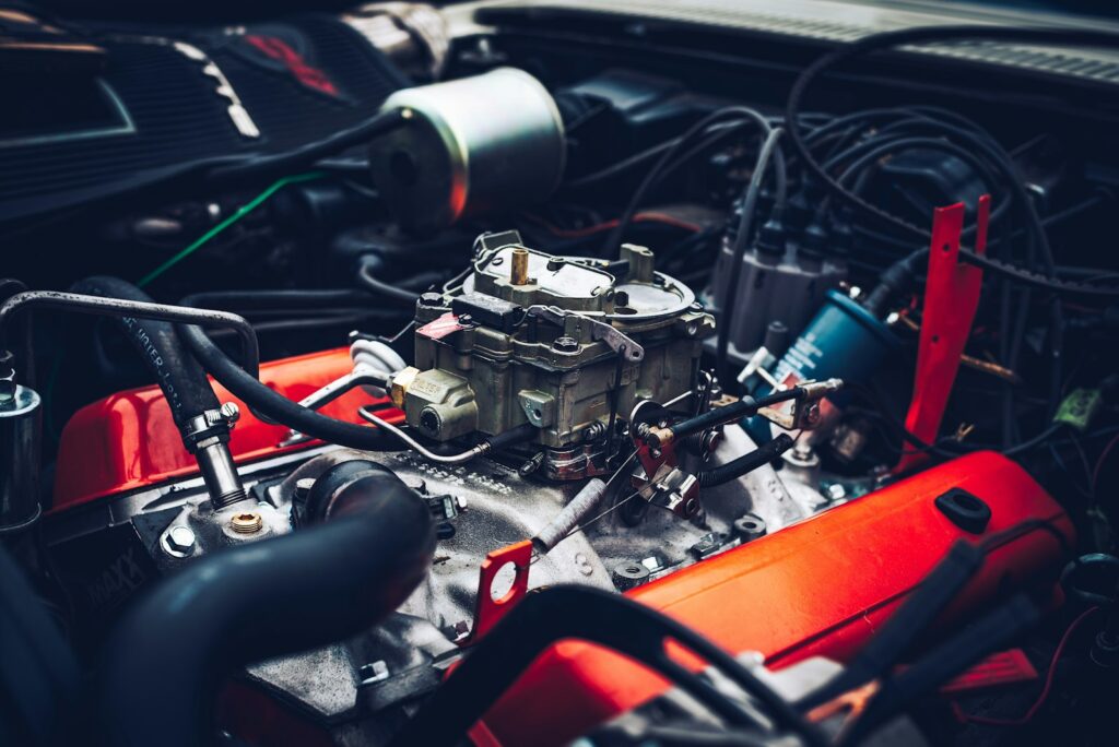 Primer plano del motor de un coche